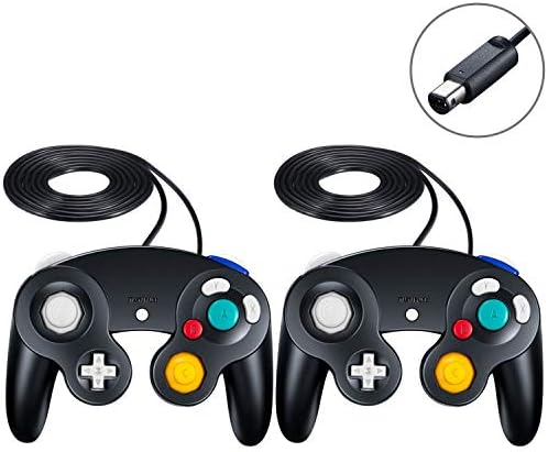 SogYupk 2 Pack Controller Replacement for Gamecube Controller,Wired Controllers Classic Gamepad compatible with Nintendo and Wii Console Game Remote(Black 2 pcs)