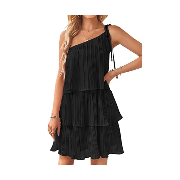 ZESICA-Womens-2023-Boho-Summer-One-Shoulder-Sleeveless-Ruffle-Tiered-Layered-Chiffon-Pleated-A-Line-Flowy-Mini-Dress