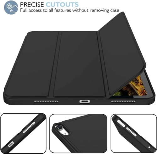 Image of TechTrendz for iPad Air 11 inch Cover M3 /M2 (2025 /2024) Case with Pencil Holder, Smart Cover with Protective Trifold Stand, Auto Wake /Sleep - Black
