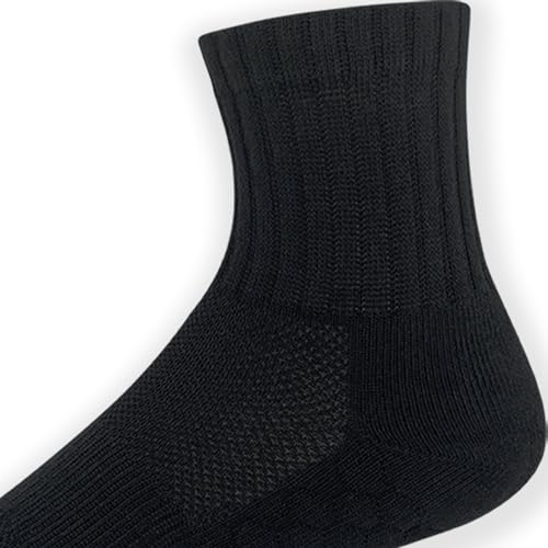 Men's Athletic Quarter Socks Cushioned Moisture Wicking with Arch Support Medium, 6 Pairs4