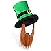 St. Patrick's Day Leprechaun Top Hat with Beard-Men's Women's Kids Irish Costume Green