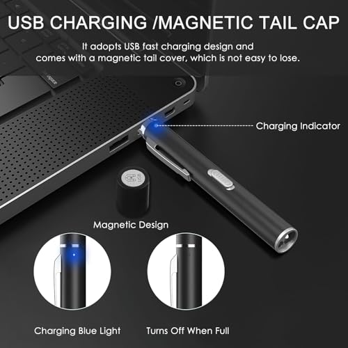Image of TecoKart Rechargeable Pen Torch for Doctors & Nurses Dual Yellow & White Light Beams for Oral Eye Ear Nasal & Pupil Examinations Compact & Portable (Black)