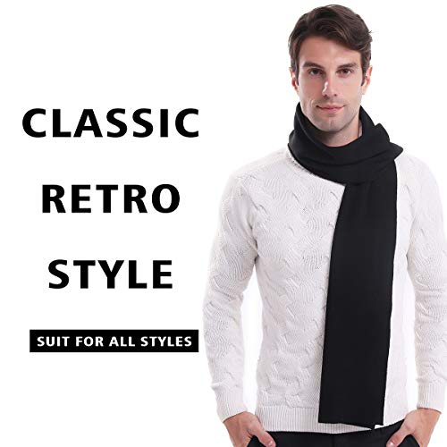 DOVAVA DOVAVA Herren Schal Schwarz,30% Merinowolle Herrenschal Winter,Weiche Warm Kaschmir Schal in 4 Farbe (Schwarz) - Detailansicht 2 | TV | Video | Foto