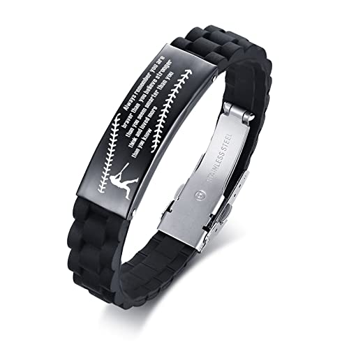 Vnox Inspiration Baseball Jersey For Men - Baseball Bracelet For Men Athletes Baseball Player Stainless Steel Sport Silicone Wristband,Adjustable #TOP19