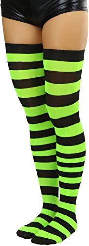 Image of ToBeInStyle Women's Vibrant Horizontal Wide Striped Thigh High Stockings