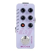The MOOER R7 Reverb includes 7 types of rich and classic reverb effects from "Church" to "Cave". You get high quality room, hall, church, cave, cymbal, spring and mod reverb from the small pedal box. The high and low cut controls allow users to cut r...