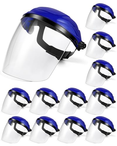 Image of Tellegloww 12 Pack Safety Face Shield Full Face Impact Resistant Blue