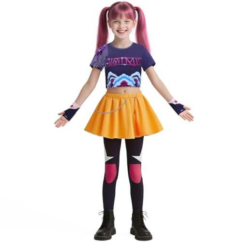 Juebm Girls Halloween Outfit Kids Singer Fashion Party Stage Show Clothes 9-10Y