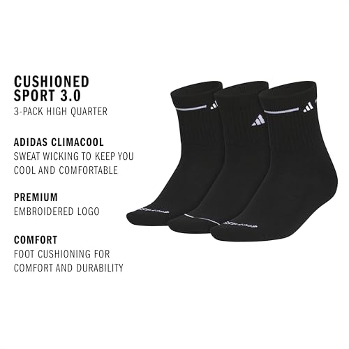 Image of adidas Cushioned Sport High Quarter Socks 3-Pairs Durable & Comfortable