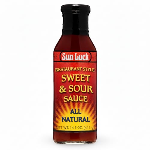 Sun Luck Restaurant Sweet & Sour Sauce 14.5 oz Bottle – Classic Sweet-Tangy Dipping Sauce for Egg Rolls & Appetizers; Great Marinade & Glaze for Chicken & Pork.