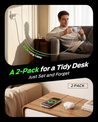 MOVESPEED Qi2.2 25W Magnetic Wireless Charger 2 Pack, MagSafe Fast Charging Pad, Compatible with iPhone 17/16/15/14/13/12 Series, AirPods Pro/4/3/2,Samsung Galaxy and More(White) - image 6