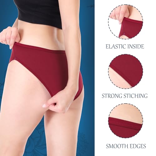 Image of XJARVIS CARIBEANCHIC Women's Hipster Panty Made with Cotton Soft Stretchable Underwear for Women, Full Coverage Bikini Briefs, Breathable & Comfortable Ladies Innerwear - Multicolor