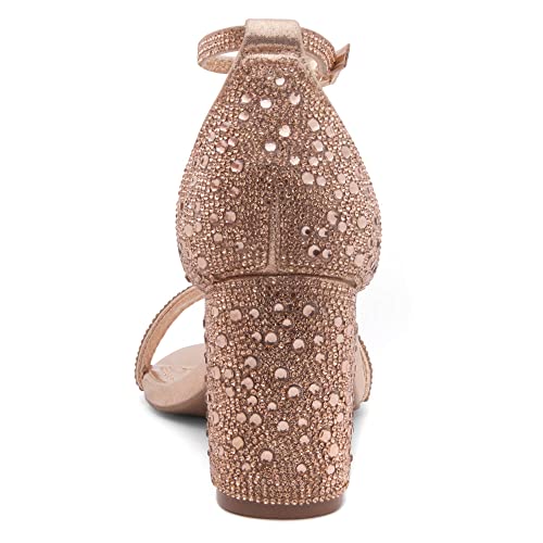 Image of Shoe Land Low Chunky Heels for Women Open Toe Ankle Strap Block Heel Sandals 3 Inch Dressy Heels for Wedding Party Date Night