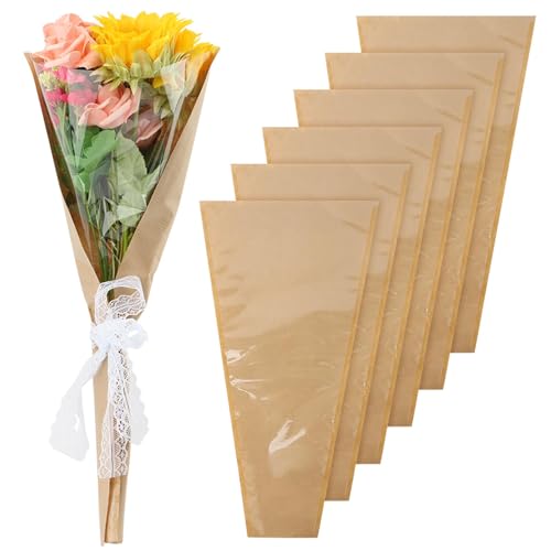 Kakalote 50pcs Flower Bouquet Bags with Clear Window