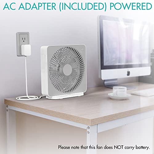 Askpulion 10 Inch Small Box Fan, 3 Speeds Square Fan Powered By Ac Adapter, Small Window Fan For Bedroom Bathroom Kitchen #TOP4