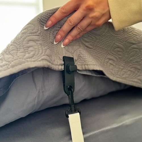 Blanket Hog and Active Sleeper. Stay Cozy and Warm All Night Long. Adjustable Elastic Straps with Clips to Fasten Your top Sheet and Blanket Together. Great for Kids, Bed-Making Easy! (1 Pack)