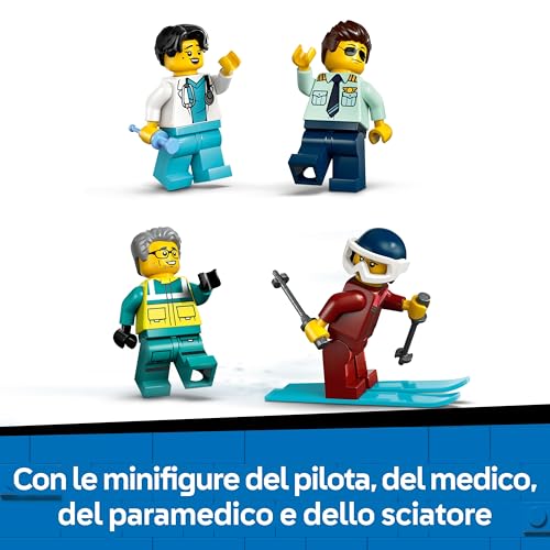 City Aereo Ambulanza di Emergenza - Aeroplano Giocattolo Medico, con 4 Minifigure Inclusi un Medico e un Pilota, Gatto delle Nevi, Barella e Accessori - Regalo per Bambini da 6 Anni in su - 60465 - Lego - Immagine 5