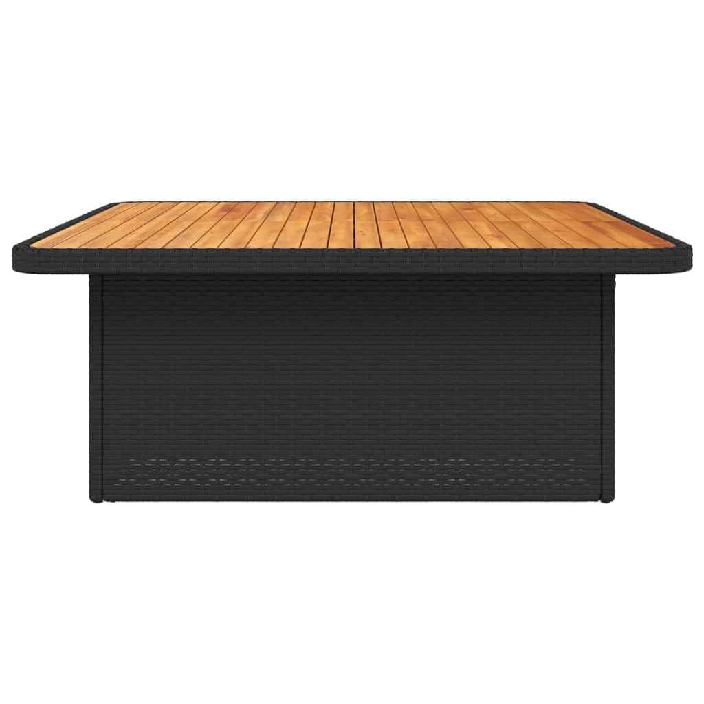 Tomostar Table Basse de Jardin Relevable, Table à Manger Salon Extèrieur Noir 110x110x71cm résine tressée et Bois Acacia