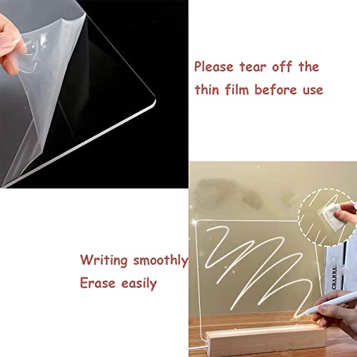 2 Sets Of Acrylic Dry Erase Board With Light , 11.8 X 7.87" And 7.87 X 7.87" Two Sizes Acrylic Whiteboards With Stand , For Study , Work And Personal Creative Use #TOP4