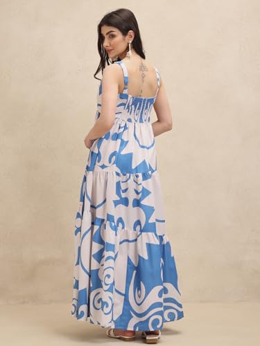 Image of GRECIILOOKS Women's Printed Long Maxi Dress | Sleeveless Layered Dress for Summer Styling | Elegant Boho Dress for Women | Casual Beach Vacation Maxi Outfit