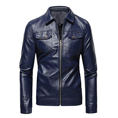 Preisvergleich Produktbild KANGMOON Herren Jacke Übergangsjacke Biker Lederjacke Echtleder Kunstleder Baumwolle mit gesteppten Bereichen,B103