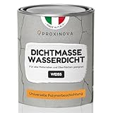 PROXINOVA Flüssigkunststoff-Abdichtung Weiß 75 cl für Dächer, Fenster und Wände, Dichtmasse Wasserdicht, langlebig und einfach aufzutragen, ideal zur Reparatur von undichten Dächern, Schornsteinen