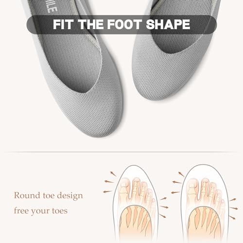 ATHMILE Women's Ballet Flat Shoes Round Toe Slip on Women Flats Knit Flat Shoes for Women for Dressy Casual Office Work Wedding Comfort Soft Gray Size 9 — view 5