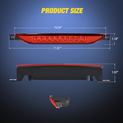 Image of Nilight Third Brake Light Tail High Mount 3rd Stop Lights Red Lens for Dodge Caliber 2007-2012 Durango 2011-2017 Jeep Cherokee 2011-2017 Compass 2007-2016 Van SUV Rear Center Cab Lamp