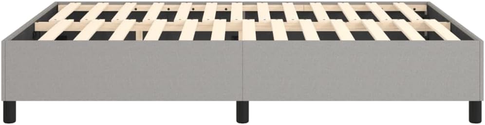 Light Gray Fabric Bed Frame Full Size with Sturdy Plywood Platform Foundation, Durable Heavy-Duty Mattress Support, Easy Assembly, Modern Minimalist Bedroom Furniture