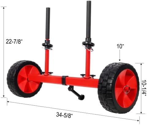 Sit On Top Kayak Cart, Heavy-Duty Plug-in Kayak Cart Dolly with 10 Inch PU Wheels,Width Adjustable