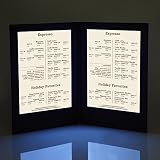 WeChef 4 Pack LED Backlit Menu Cover Leatherette Wine List Check Bill Holder Displayer 2-Panel Fits 8'x...