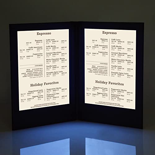Wechef 10"X17" 2-Panel Led Backlit Illuminated Black Leatherette Menu Holder/Check Displayer #TOP2