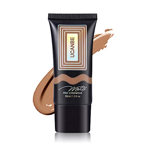 UCANBE Matte Pro Longwear Liquid Foundation for Combination/Oily Skin, Waterproof Sweat-proof Transfer-resistant Face Foundation Makeup, with Medium-Full Coverage, Oil-Free, Rich Golden 1 fl. oz.