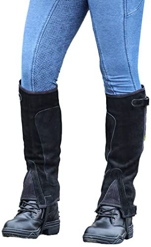 Image of Just Chaps Adult Classic Suede Half Chaps (Black, MXW - Medium Extra Wide)