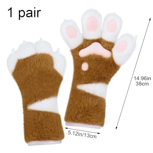 Guantes de felpa para Halloween con garras de animales y accesorios de fiesta 3