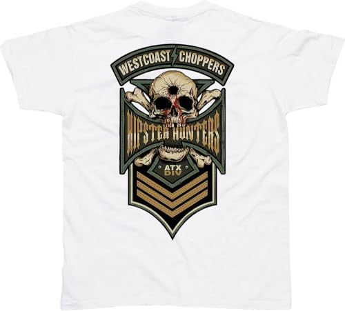 West Coast Choppers Camiseta para Hombre Hipster Hunters Camiseta Blanca, Blanco, S