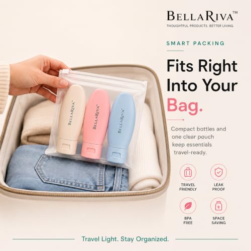 Image of Travel Bottles for Toiletries | Silicone Leakproof Refillable Squeeze Bottle Set | Travel Bottle Kit for Toiletry, Travel Kit, Travel Accessories for Shampoo, Lotion & Cosmetic (Set of 3)