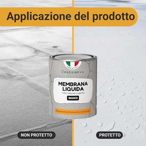 Membrana Liquida Impermeabilizzante Bianca Proxinova 2KG- Impermeabilizzante Terrazzi, Tetti E Camini, Guaina Liquida Calpestabile Per Esterni, Ideale Per Riparare Grondaie E Piatti Doccia - 6