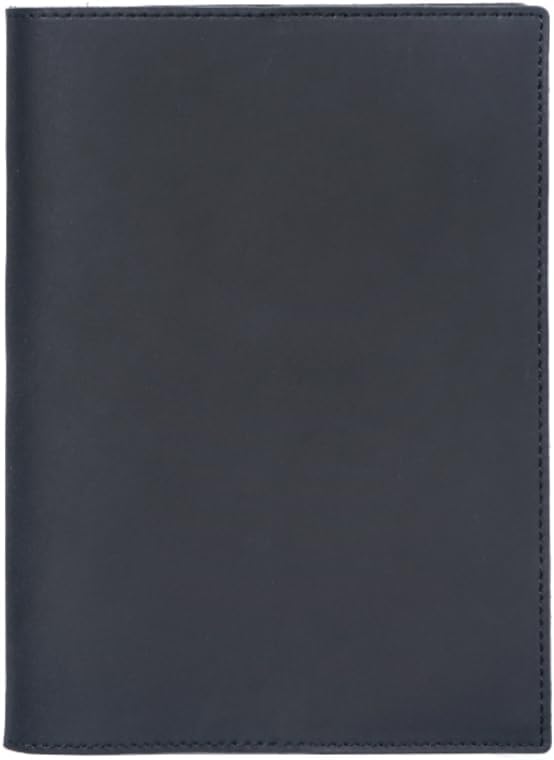 KISSKI Leather Journal Cover for A5 Hardcover Notebook, Handmade Notebook Cover with Pen Holder, Protective Cover Case with 88 Sheets Lined Paper for Field Notes/Bible/Personal Planner, Black