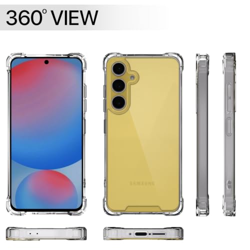 Image of Outlouders Back Cover for Samsung Galaxy S24 FE 5G Clear Transparent PC + TPU Bumper Case with Raised Edges for Shockproof Protection (Transparent)