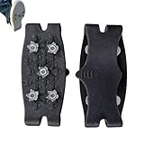 Crampones de nieve para zapatos, tacos universales de 5 dientes para zapatos y botas, suelas de Crampón anti Verglas, antideslizante para hielo y nieve caminar invierno y exterior (negro, 1)