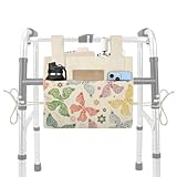 JEFBFBWE Walker Bag with Water Cup Holder, Walker Accessories for Seniors, Suitable for Rolling and Folding Walkers, Wheelchairs，Nylon Buckle and Bow Tie Design,Easy to Install and Use(Butterfly)