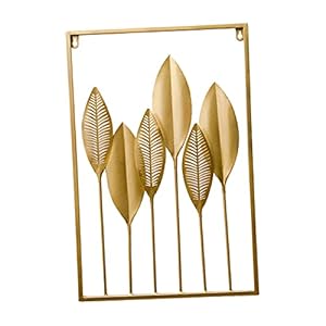 FLAMEER Moderne unieke gouden bladeren muurkunst sculptuur ijzer handwerk ornamenten thuis opknoping voor hotel kantoor…