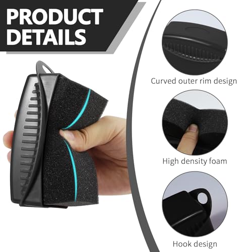Image of 2PCS Tire Dressing Applicator, Car Tire Applicator Dressing Shine Sponge, Reusable Tire Dressing Applicator Pads with Lid, Wheel Applicator Foam for Car Detailing Cleaning (Black)