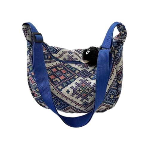 Ethnic Style Dumpling Bag for Casual and Retro Shoulder Carry Unique Shape with Pendant Decoration