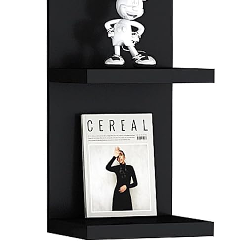 LitaEther Versatile 7 Tier Wall Shelf Unit,Black Lack Wall Shelf,Display Floating Shelf with LED Remote Control Light