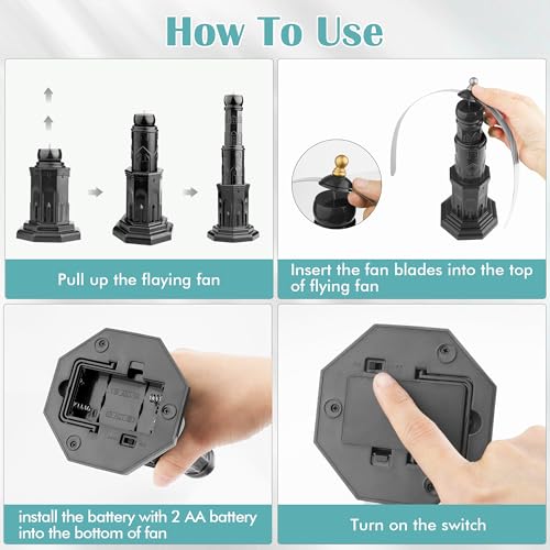 Fliegenwedler, 2 Stück Fliegenabweisender Ventilator, Automatischer Fliegenschutz-Ventilator, Faltbar Aufhängbar Fliegenwedler mit Haken, Mückenschutz Ventilator, Soft-Stop, Fliegen, Mücken und Wespen