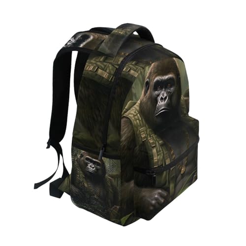 Kids Travel Backpack Explore Gorilla Print Large Capacity School Bag Bookbag for Boys Girls with Name Tag M2