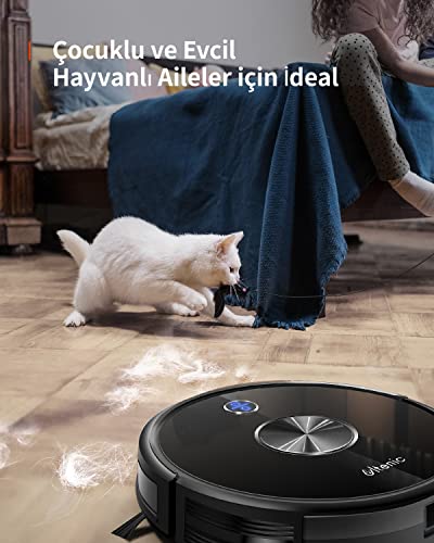 Ultenic D5s Pro Robot Aspirapolvere Lavapavimenti, Aspirazione 3000 Pa, Controllo APP & Alexa, Siri, IFTTT, Serbatoio Acqua Elettrico 2 In 1 per Pulizia Domestica, Peli Animali, Capelli, Polvere