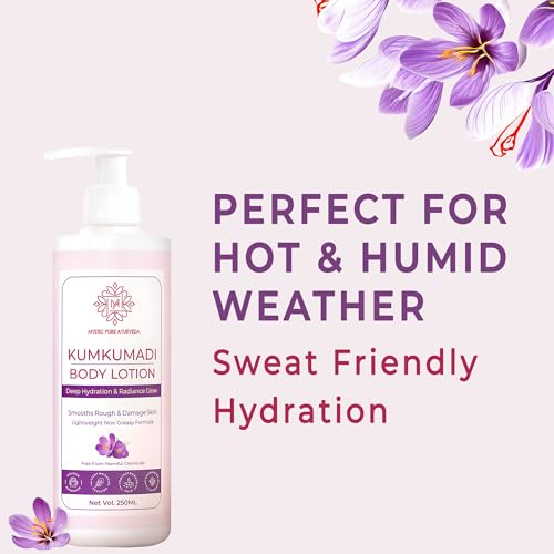 Image of Kumkumadi Body Lotion, Deep Hydration, Rapire & Smooth Damage Skin wth Saffron and Turmeric for All Seasons- 500ml